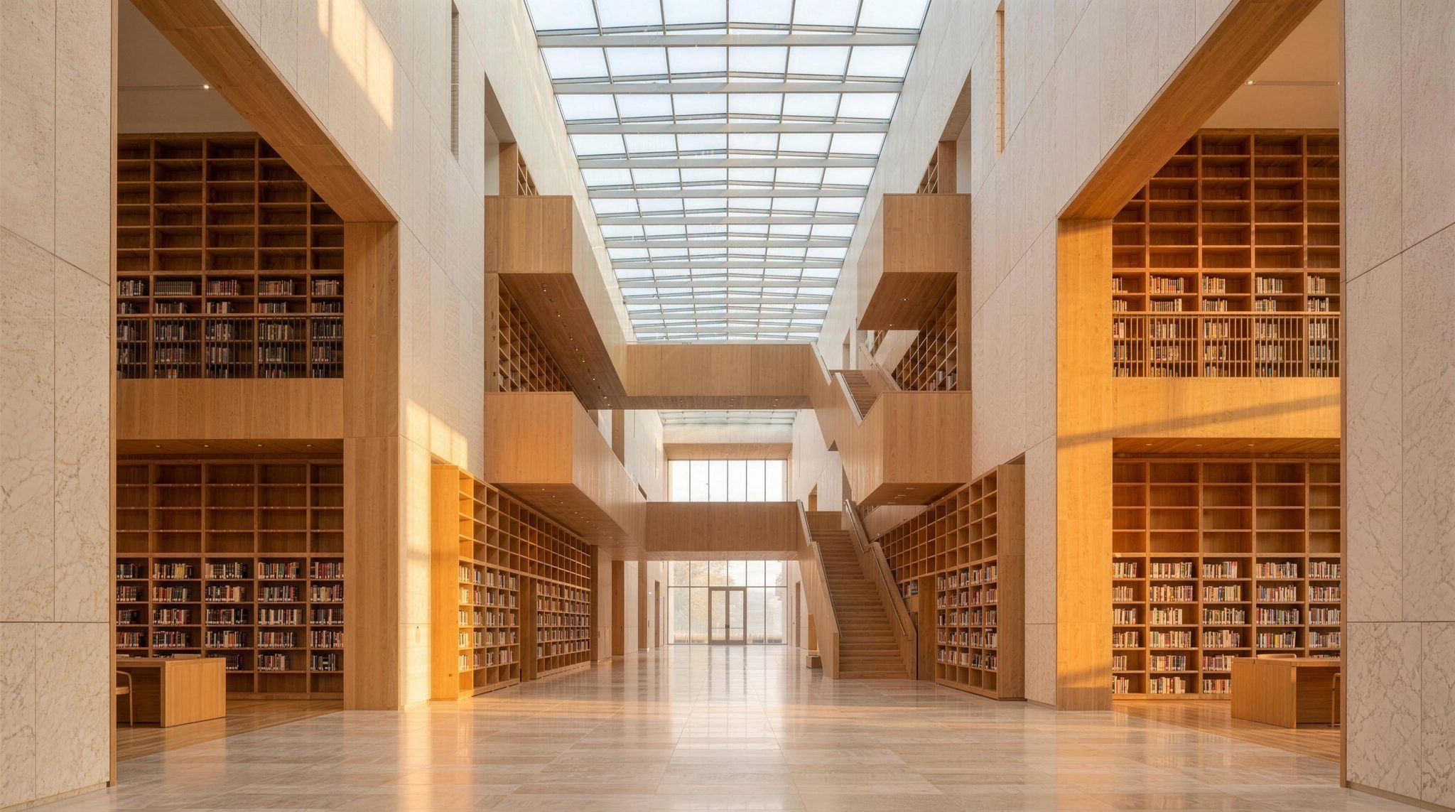 A vast, light-filled modern library interior